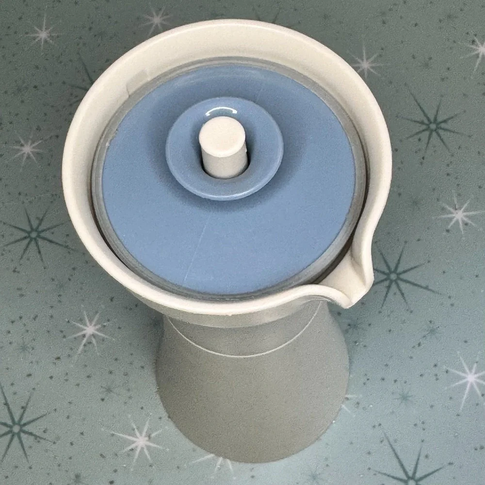 Vintage Tupperware Oil or Vinegar Dressing Container Dusty Blue Lid #1246-13